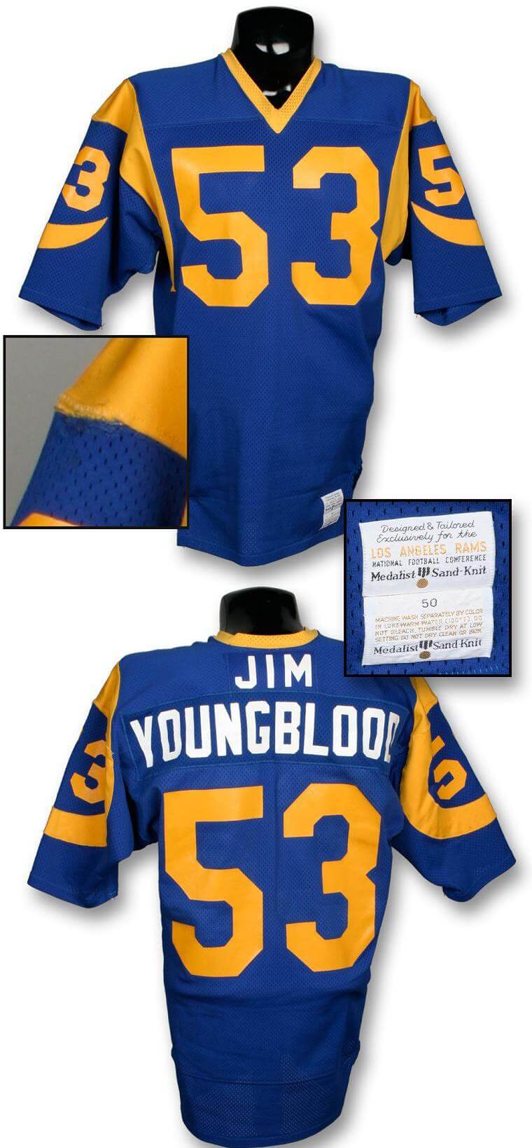 Los Angeles Rams Late ’70s #53 Jim Youngblood Blue With Full Name Stitched Jersey - Zenithce