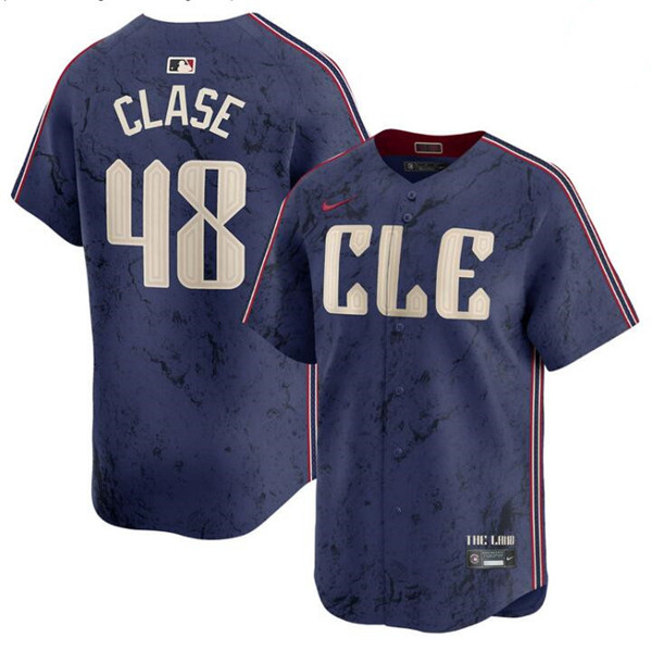 Cleveland Guardians #48 Emmanuel Clase Navy 2024 City Connect Limited Stitched Jersey - Zenithce