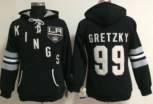 Los Angeles Kings #99 Wayne Gretzky Black Women's Old Time Heidi NHL Hoodie - Zenithce