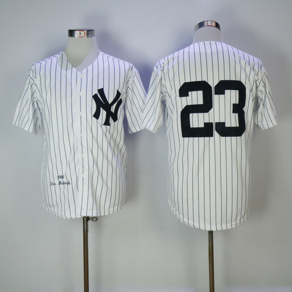 New York Yankees #23 Don Mattingly White 1961 Mitchell Ness Stitched Jersey - Zenithce