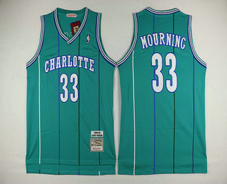 Charlotte Hornets #33 Alonzo Mourning 1992-93 Blue Hardwood Classics Soul Swingman Throwback Jersey - Zenithce