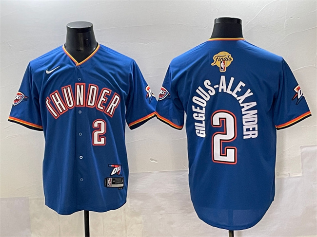 Oklahoma City Thunder #2 Shai Gilgeous-Alexander Blue 2025 Finals Vapor Stitched Baseball Jersey - Zenithce