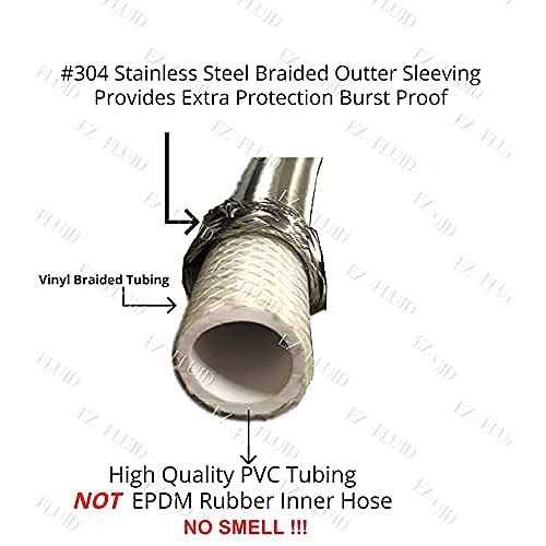 EZ-Fluid Plumbing 3/8 Male Compression To 3/8-Inch Female Comp. Stainless Steel Braided Faucet Connector Line Extension - Zenithce
