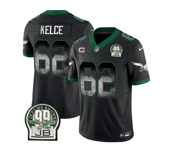 Philadelphia Eagles #62 Jason Kelce Black 2023 F.U.S.E. With 4-Star C Patch Throwback Vapor Untouchable Limited Stitched Jersey - Zenithce