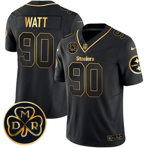 Pittsburgh Steelers #90 T.J. Watt Black Gold F.U.S.E. DMR Patch Vapor Limited Football Stitched Jersey - Zenithce