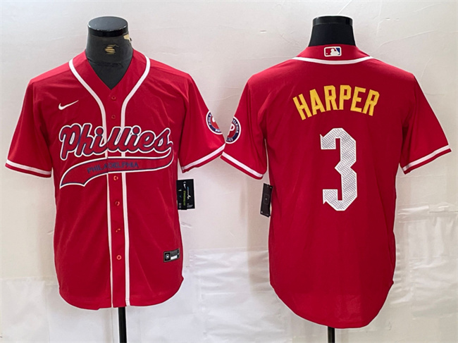 Philadelphia Phillies #3 Bryce Harper Red 2024 City Connect Stitched Jersey - Zenithce