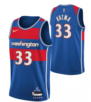 Washington Wizards #33 Kyle Kuzma 75th Anniversary Blue 2021-2022 City Edition Swingman Stitched Jersey - Zenithce