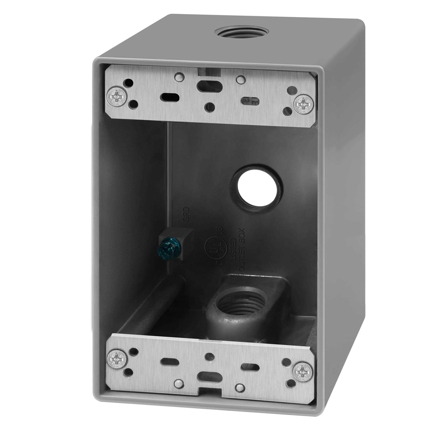 ENERLITES Weatherproof Outlet Box with Three 3/4-in Threaded Outlets Outdoor Electrical Box - Zenithce