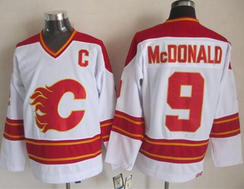 Flames #9 Lanny McDonald White CCM Throwback Stitched Jersey - Zenithce