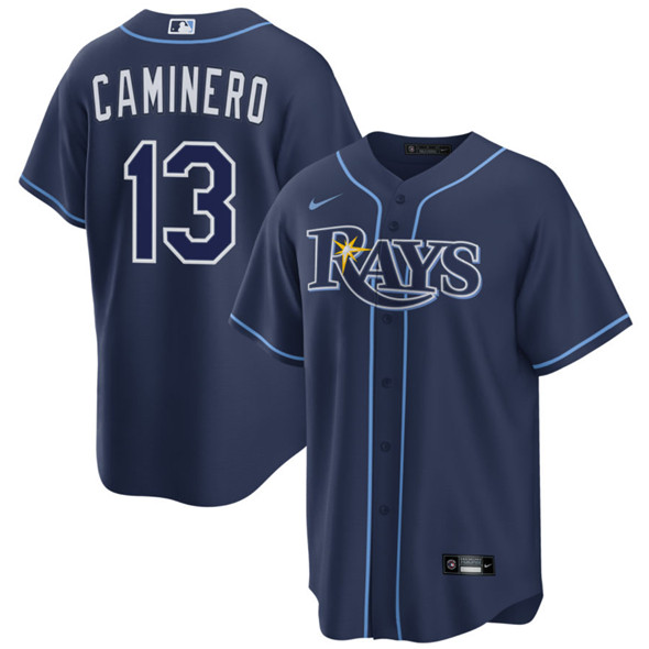 Tampa Bay Rays #13 Junior Caminero Navy Cool Base Stitched Jersey - Zenithce