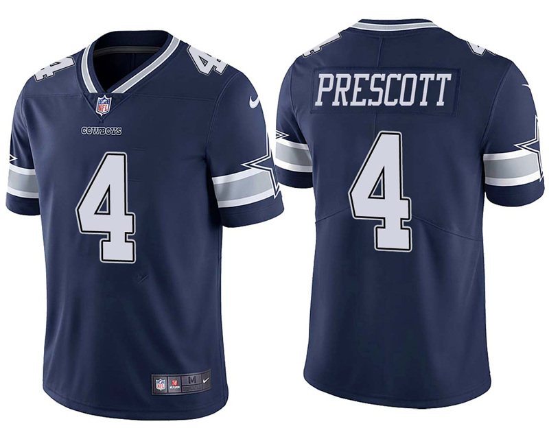 Dallas Cowboys #4 Dak Prescott Navy Blue Team Color Stitched Vapor Untouchable Limited Nike Jersey - Zenithce