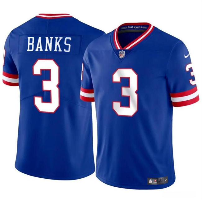 New York Giants #3 Deonte Banks Royal Throwback Vapor Untouchable Limited Stitched Jersey - Zenithce