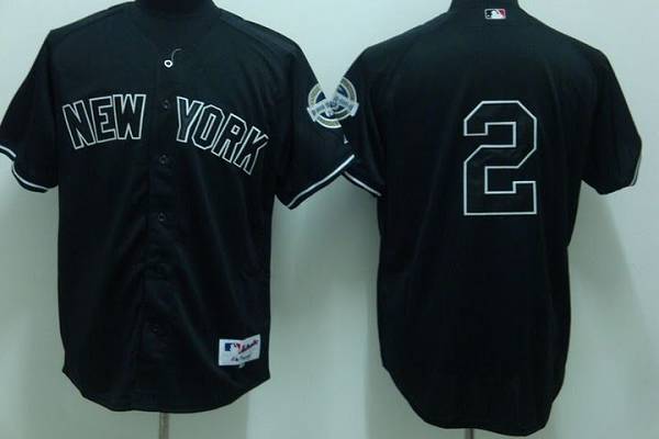 Yankees #2 Derek Jeter Stitched Black Jersey - Zenithce