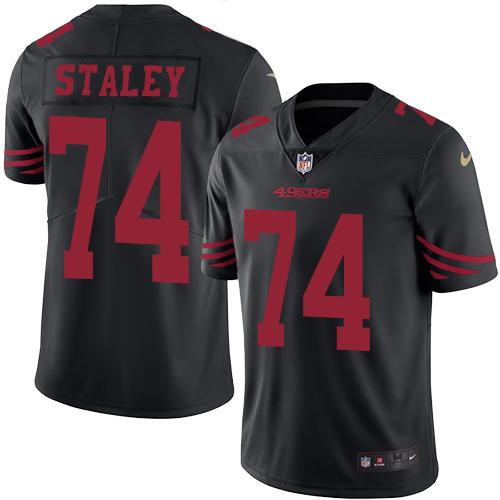 49ers #74 Joe Staley Black Stitched Limited Rush Nike Jersey - Zenithce