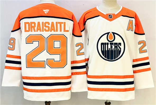 Edmonton Oilers #29 Leon Draisaitl White Orange 2024-25 With A Patch Stitched Jersey - Zenithce