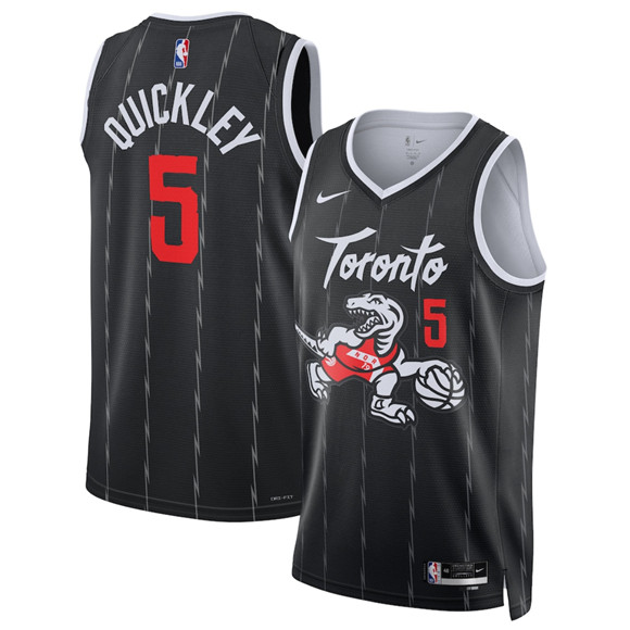 Toronto Raptors #5 Immanuel Quickley Black 2025-26 City Edition Stitched Jersey - Zenithce