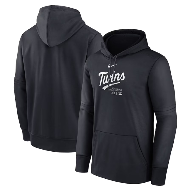 Minnesota Twins Black Collection Practice Performance Pullover Hoodie - Zenithce