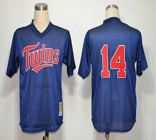 Mitchell And Ness 1991 Twins #14 Kent Hrbek Navy Blue Stitched Jersey - Zenithce