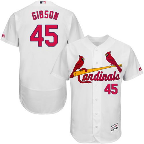 Cardinals #45 Bob Gibson White Flexbase Authentic Collection Stitched Jersey - Zenithce