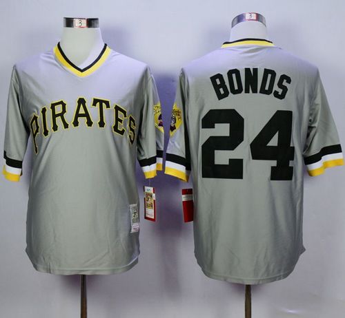 Mitchell And Ness Pirates #24 Barry Bonds Grey Throwback Stitched Jersey - Zenithce