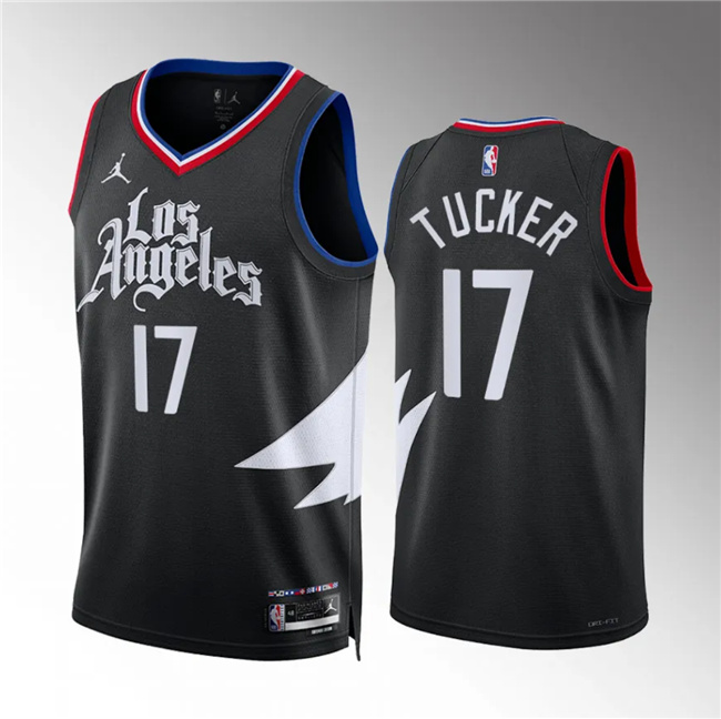 Los Angeles Clippers #17 P.j. Tucker Black Statement Edition Stitched Jersey - Zenithce