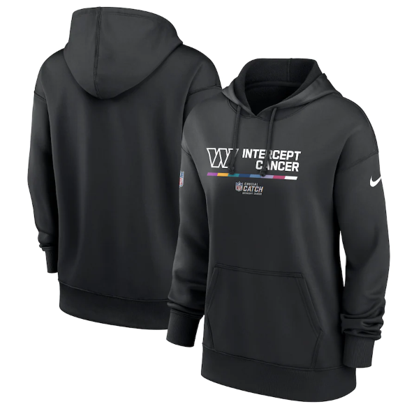 Women's Washington Commanders 2022 Black NFL Crucial Catch Therma Performance Pullover Hoodie(Run Small) - Zenithce