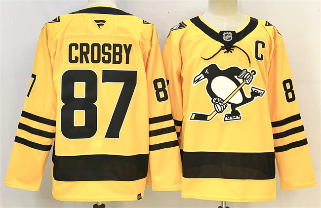 Pittsburgh Penguins #87 Sidney Crosby Gold 2025-26 With C Patch Alternate Stitched Jersey - Zenithce