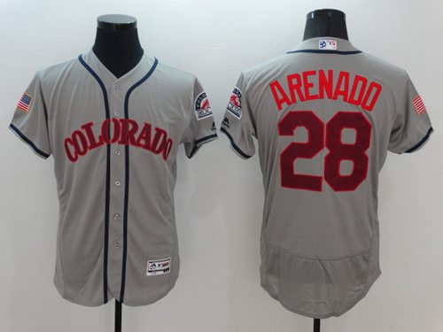 Rockies #28 Nolan Arenado Grey Fashion Stars Stripes Flexbase Authentic Stitched Jersey - Zenithce