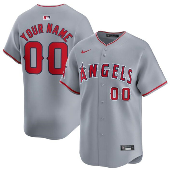 Los Angeles Angels Custom Gray Away Limited Stitched Jersey - Zenithce