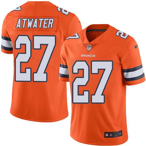 Broncos #27 Steve Atwater Orange Stitched Limited Rush Nike Jersey - Zenithce