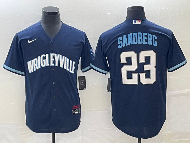 Chicago Cubs #23 Ryne Sandberg Navy City Connect Cool Base Stitched Jersey - Zenithce