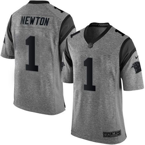 Panthers #1 Cam Newton Gray Stitched Limited Gridiron Gray Nike Jersey - Zenithce