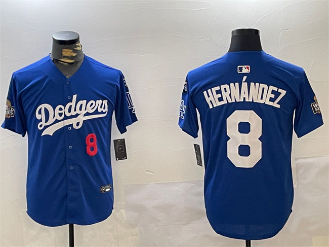 Los Angeles Dodgers #8 Enrique Hernández Royal 2024 World Series With Fernando Memorial Patch Alternate Limited Stitched Jersey - Zenithce