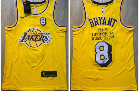 Lakers 8 Kobe Bryant Yellow R.I.P Signature Swingman Jersey - Zenithce