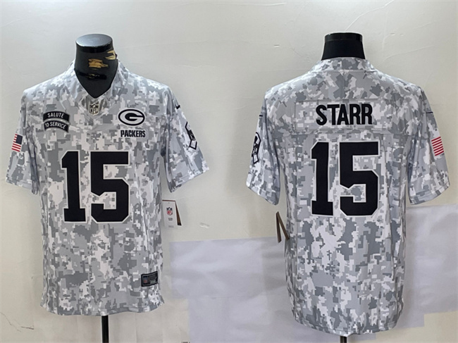 Green Bay Packers #15 Bart Starr 2024 F.U.S.E. Arctic Camo Salute To Service Limited Stitched Jersey - Zenithce