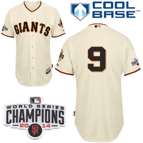 Giants #9 Brandon Belt Cream Cool Base W 2014 World Series Champions Patch Stitched Jersey - Zenithce