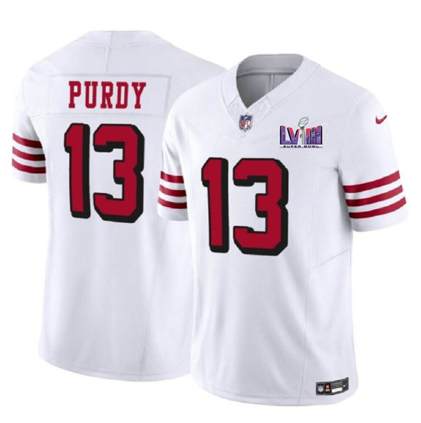 San Francisco 49ers #13 Brock Purdy New White 2024 F.U.S.E. Super Bowl LVIII Patch Vapor Untouchable Limited Stitched Jersey - Zenithce