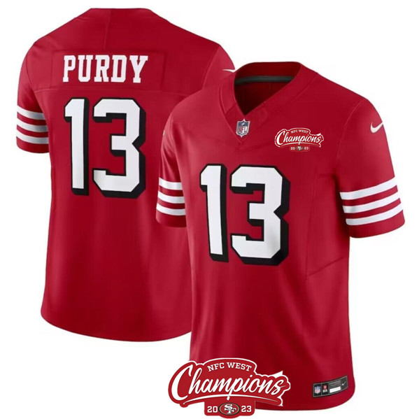 San Francisco 49ers #13 Brock Purdy Red 2023 F.U.S.E. NFC West Champions Patch Alternate Stitched Jersey - Zenithce