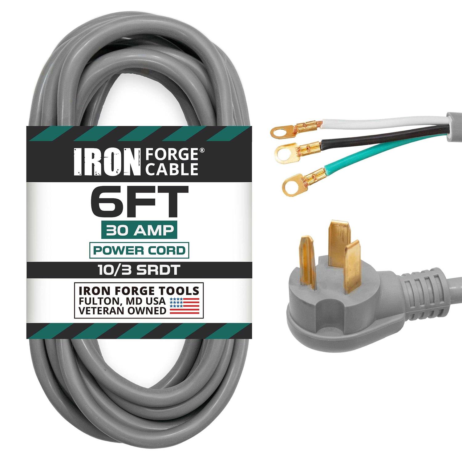IRON FORGE CABLE 3 Prong Dryer Cord Extension Power Cord - Zenithce