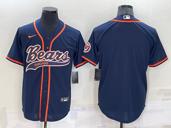 Chicago Bears Blank Navy Cool Base Stitched Baseball Jersey - Zenithce