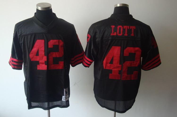 Mitchell And Ness 49ers #42 Ronnie Lott Black Stitched Jersey - Zenithce
