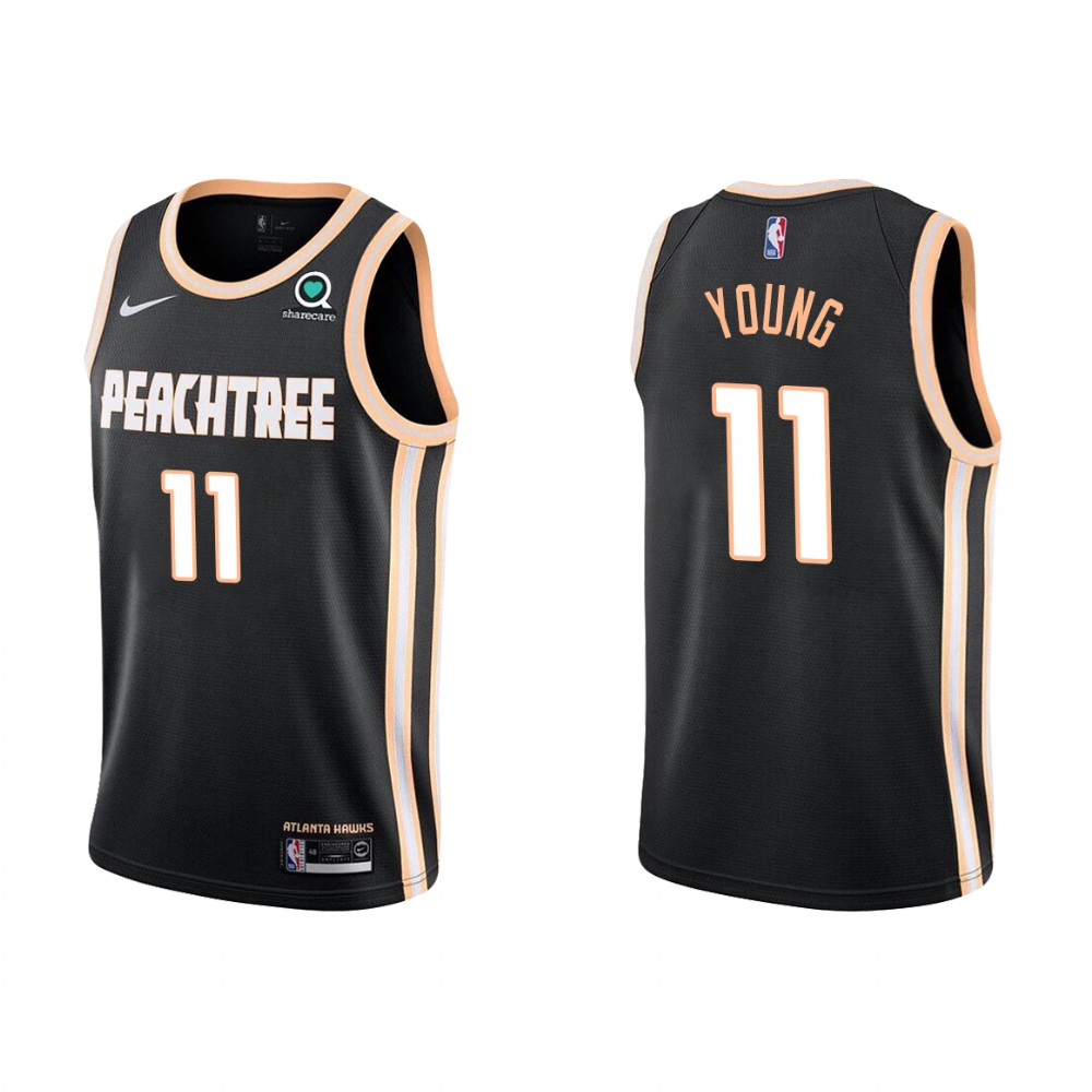 Atlanta Hawks #11 Trae Young 2019-20 City Black Jersey - Zenithce