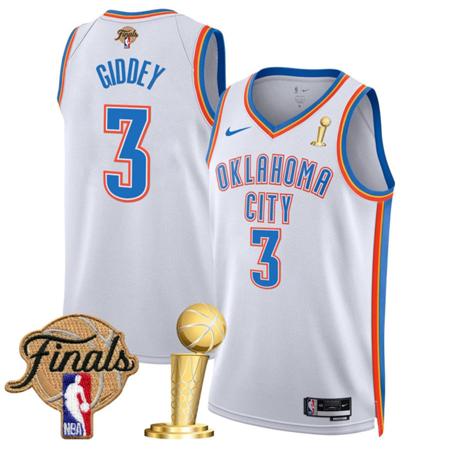 Oklahoma City Thunder #3 Dillon Jones White 2025 Finals Patch And Finals Champions Patch Association Edition Stitched Jersey - Zenithce