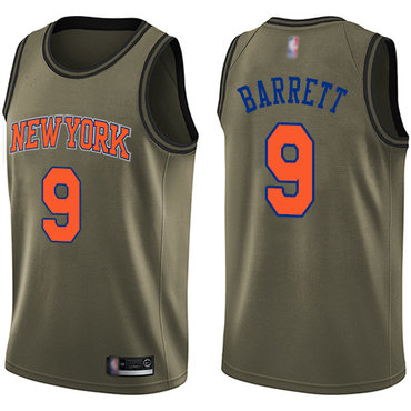 Knicks #9 R.J. Barrett Green Salute to Service Swingman Jersey - Zenithce
