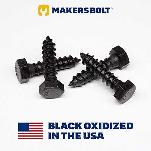 Makers Bolt Stainless Steel Black Lag Bolts Hex Lag Screws 18-8 Stainless Black Oxidized in USA - Zenithce
