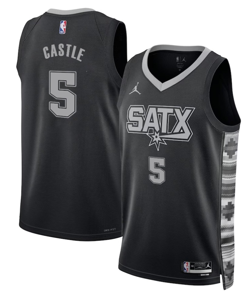 San Antonio Spurs #5 Stephon Castle Black 2025 Statement Edition Stitched Jersey - Zenithce