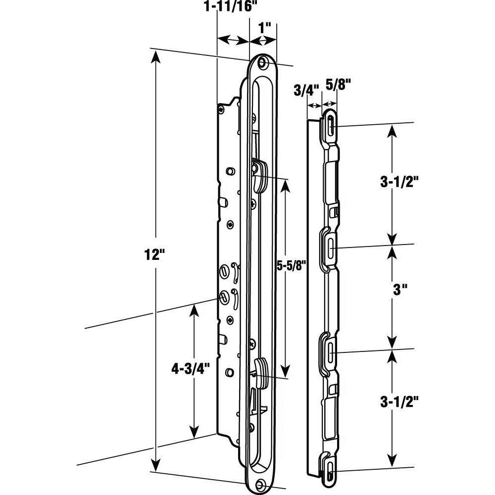 Prime-Line Multi Point Sliding Door Mortise Latch E 2192 - Zenithce