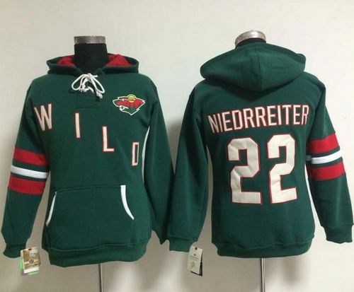 Minnesota Wild #22 Nino Niederreiter Green Women's Old Time Heidi NHL Hoodie - Zenithce