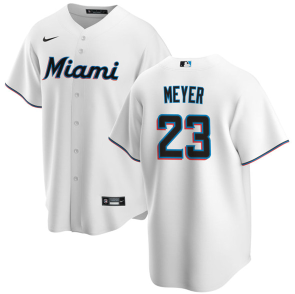 Miami Marlins #23 Max Meyer White Cool Base Stitched Jersey - Zenithce