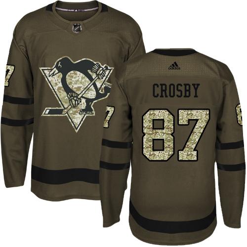 Pittsburgh Penguins #87 Sidney Crosby Green Salute To Service Stitched Jersey - Zenithce